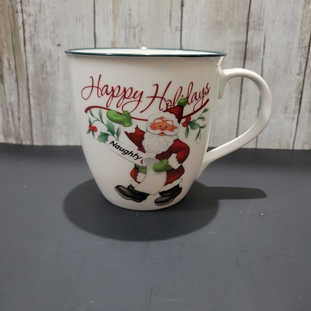 Pfaltzgraff Winterberry Mug "Happy Holiday Naughty Santa"
